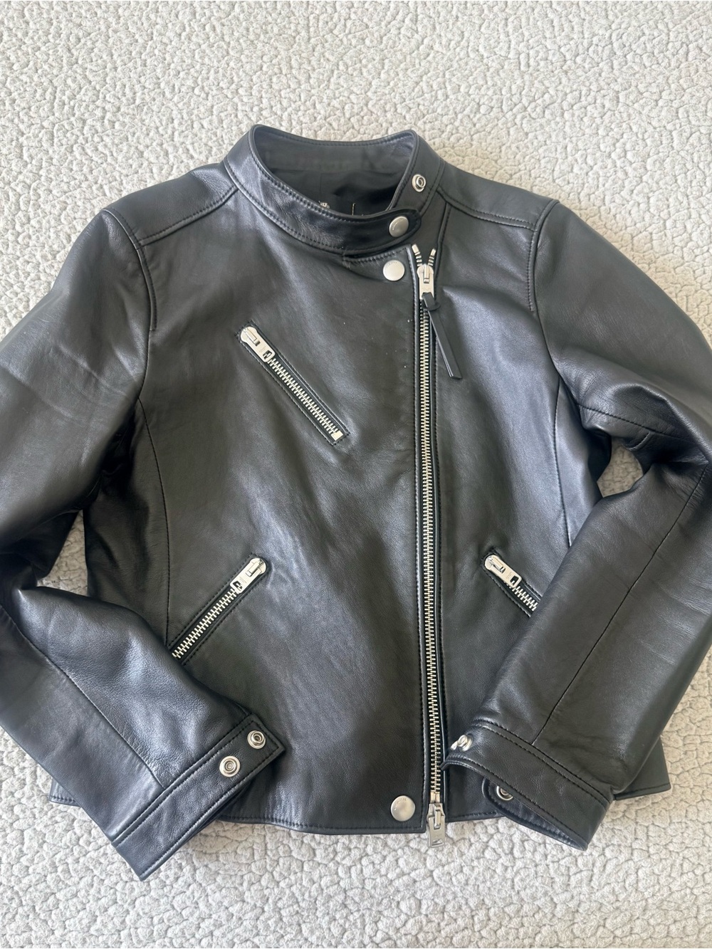 Coach Black Lamb Leather Moto Jacket Size Small